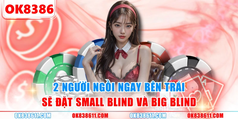 2 người ngồi ngay bên trái sẽ đặt Small Blind và Big Blind